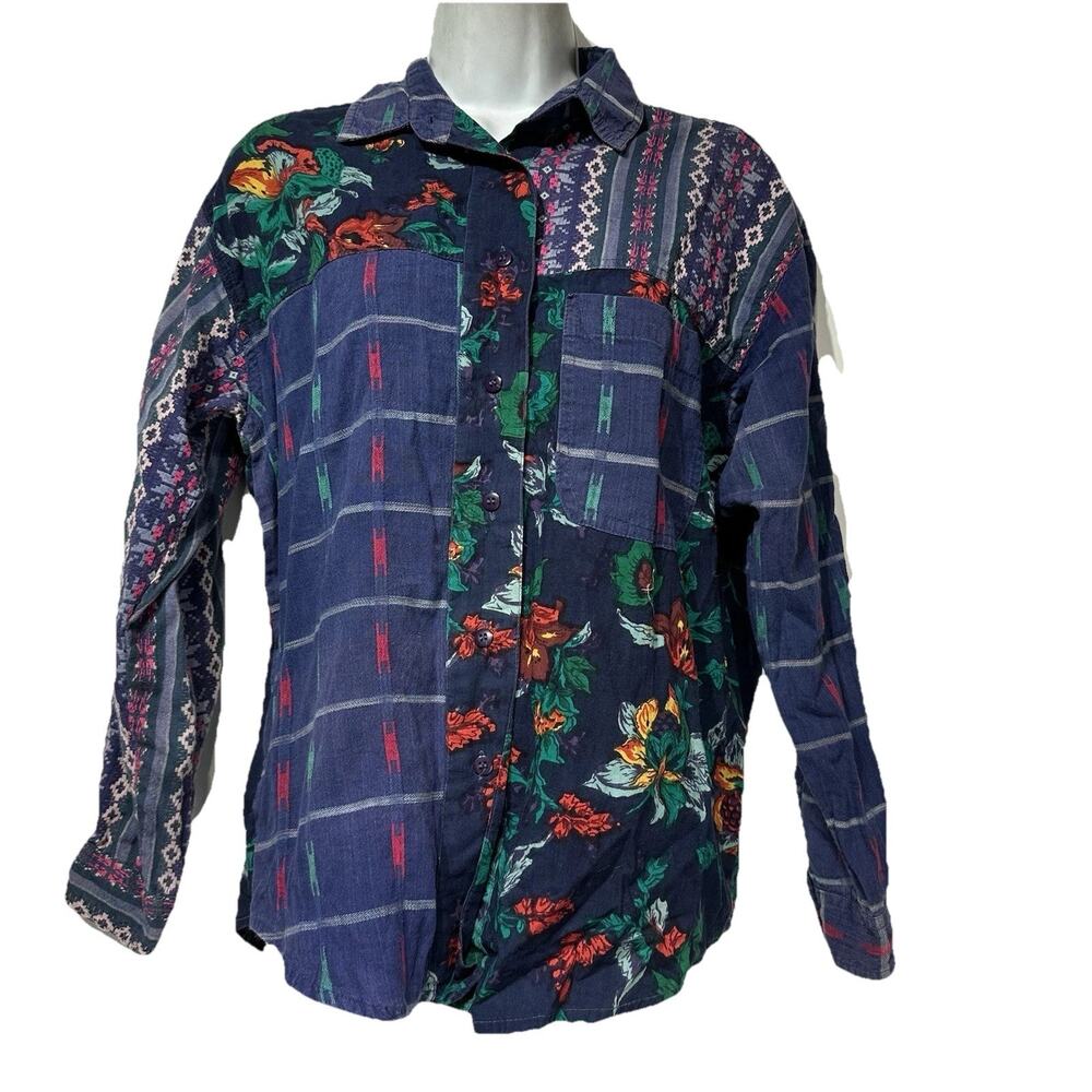 Vintage huntington ridge button up floral Western shirt Size M